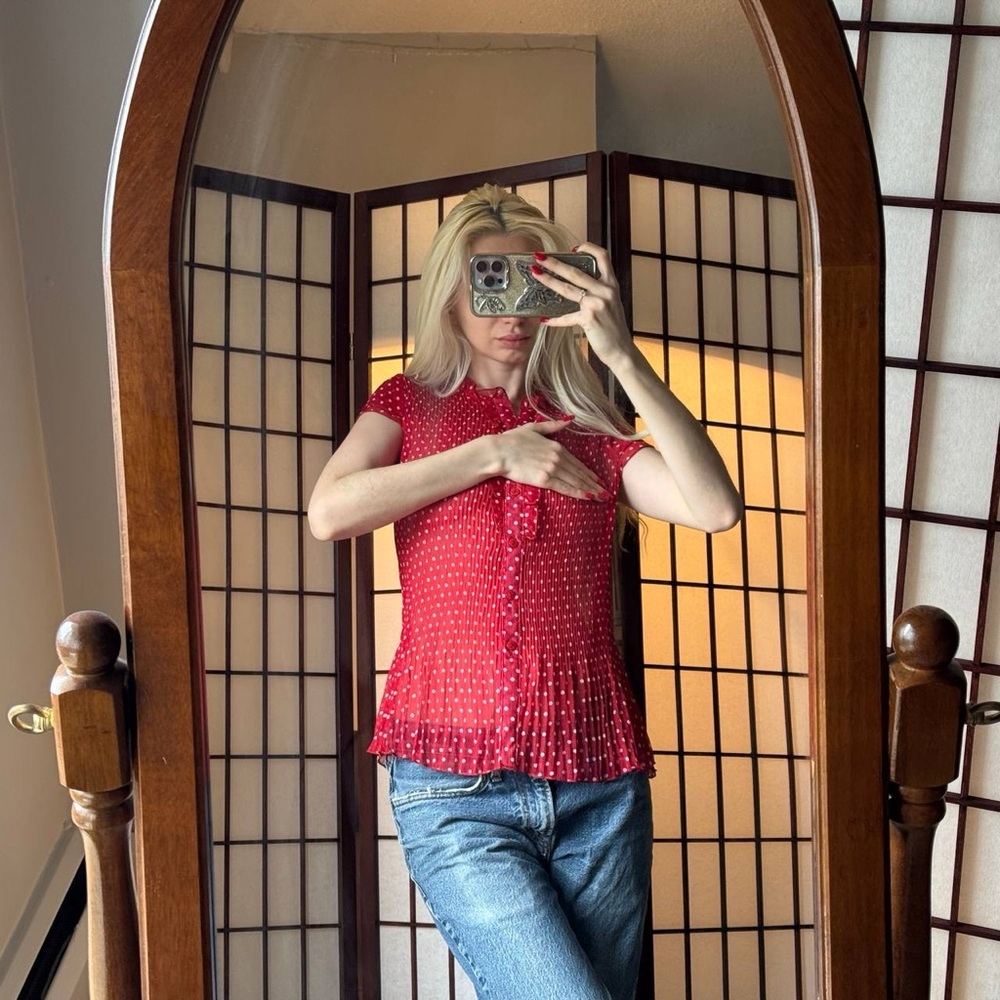 Vintage Classic Red Polka Dot Blouse